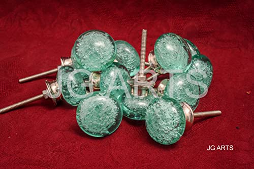 JGARTS Round Glass Dresser Drawer, Door, Cabinet Knob Brushed Nickel Hardware - - Pack of 12 (Aqua Green) - Image 4